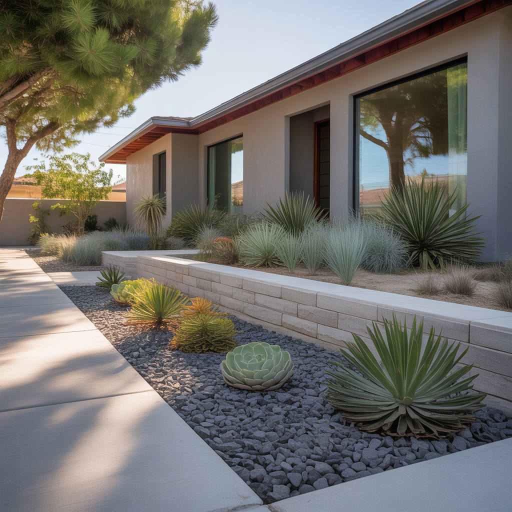 xeriscape low maintenance front yard