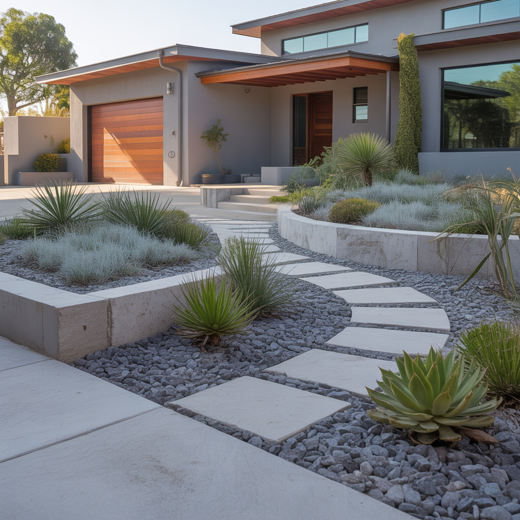 xeriscape low maintenance front yard