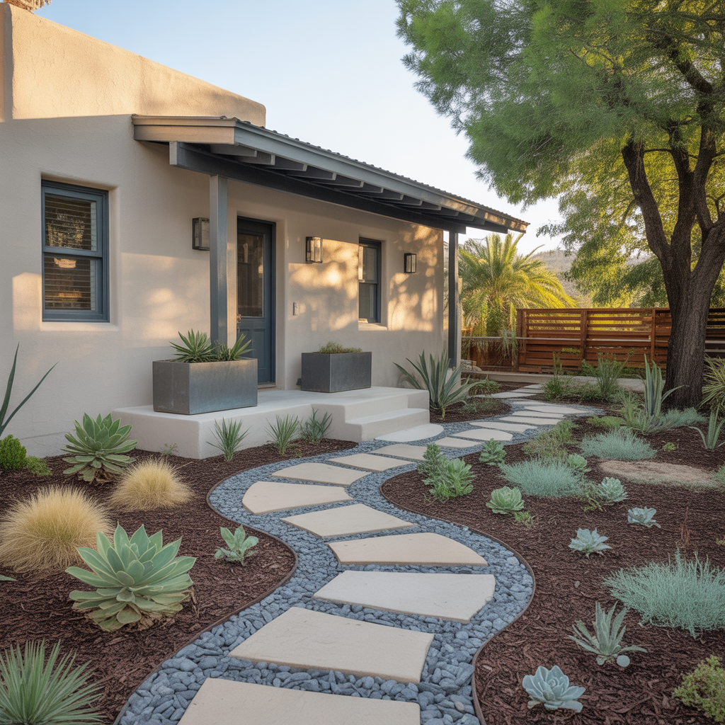 xeriscape low maintenance front yard