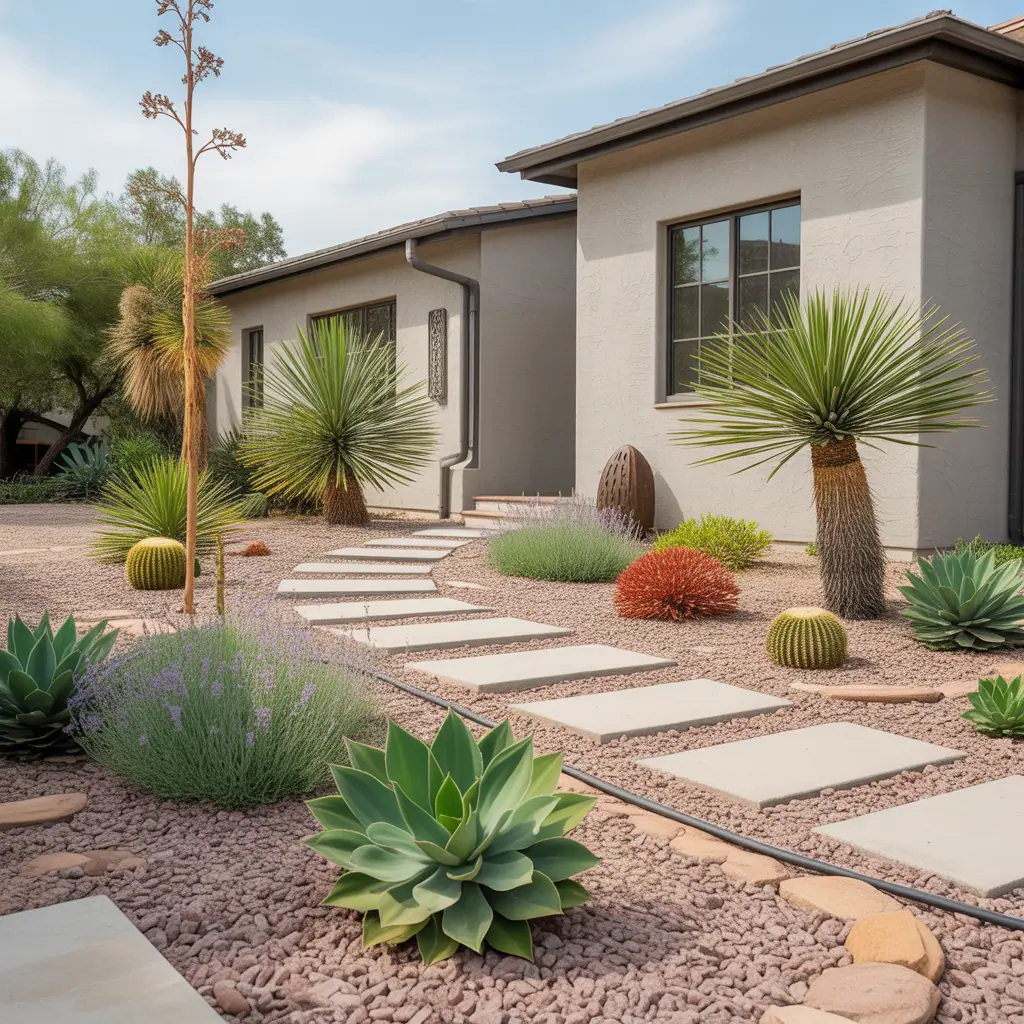 xeriscape low maintenance front yard
