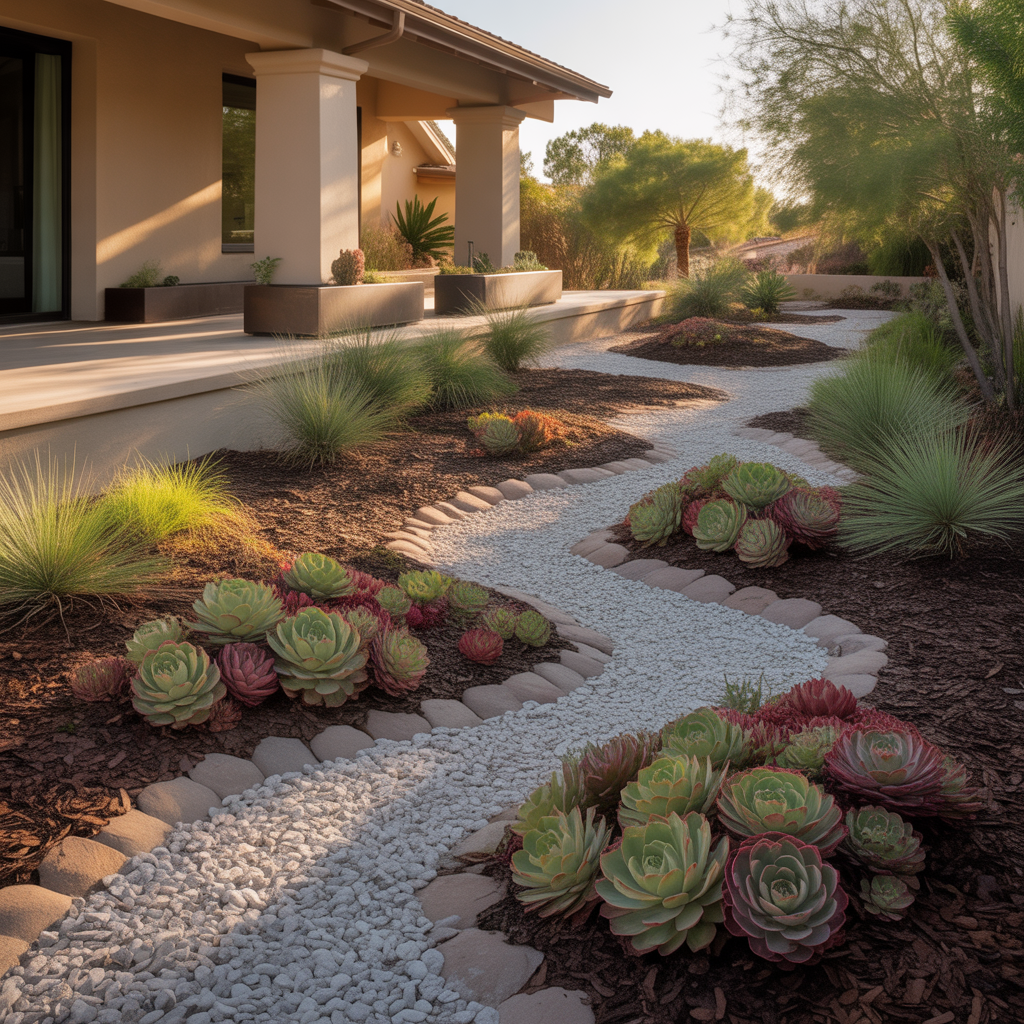 xeriscape low maintenance front yard