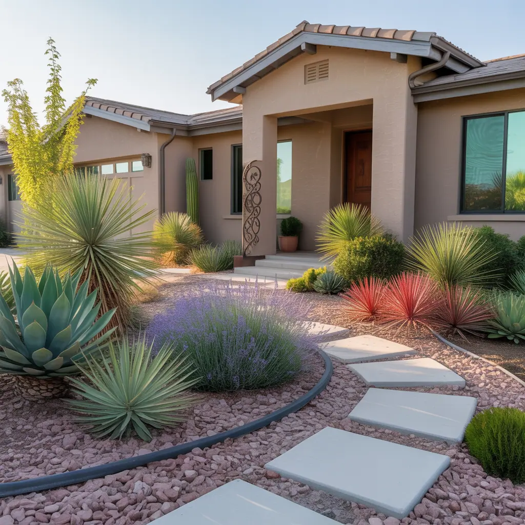 xeriscape low maintenance front yard