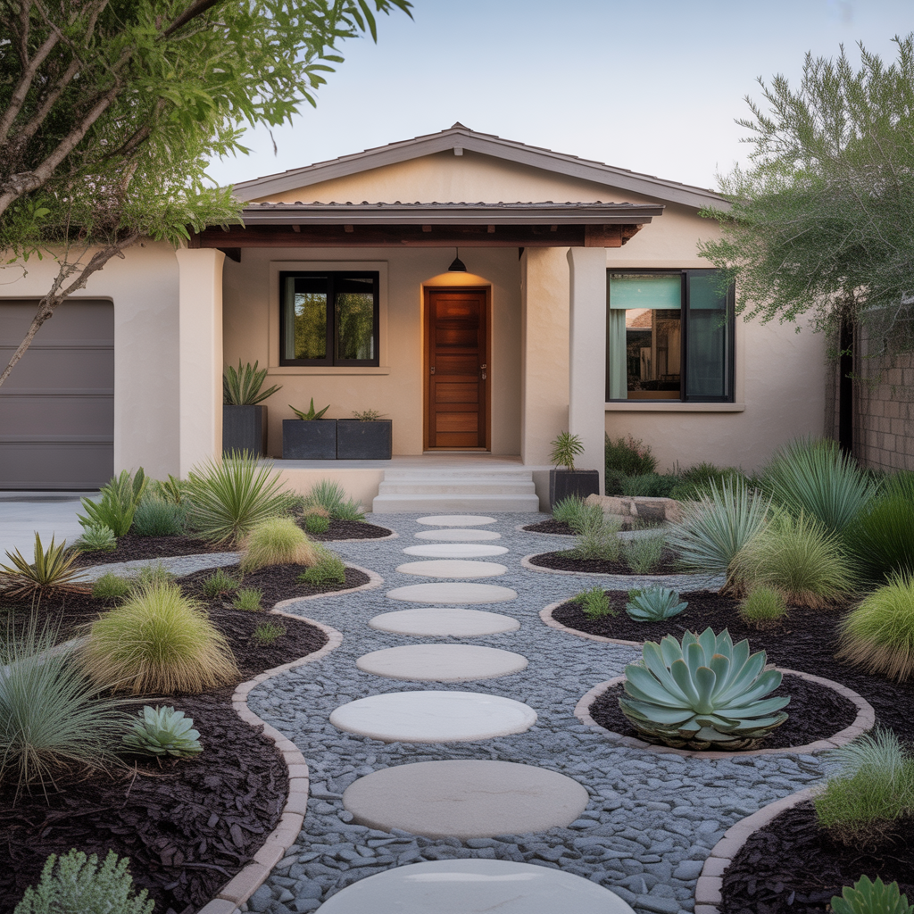 xeriscape low maintenance front yard