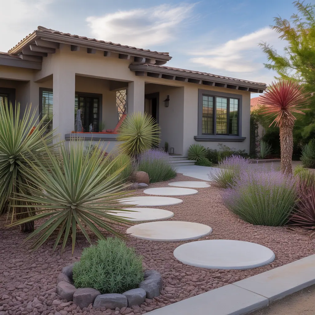 xeriscape low maintenance front yard