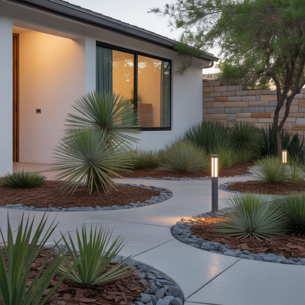 xeriscape low maintenance front yard